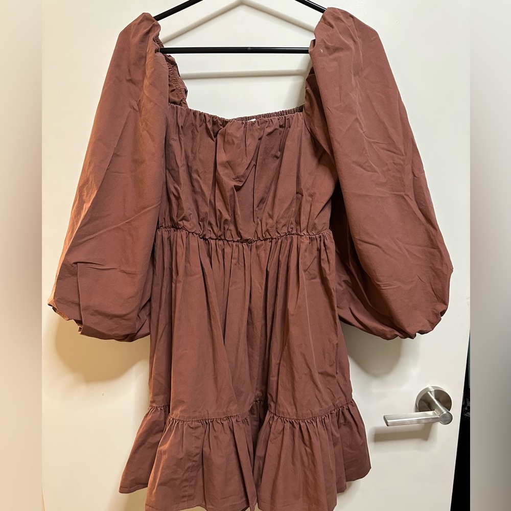 Blousey muted red dress!